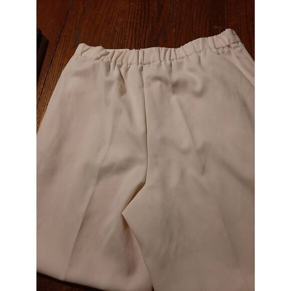 Size 14 Worthington Essential Cream Pleated Leg Rear Elastic Waist Trouser Pants - Picture 6 of 7
